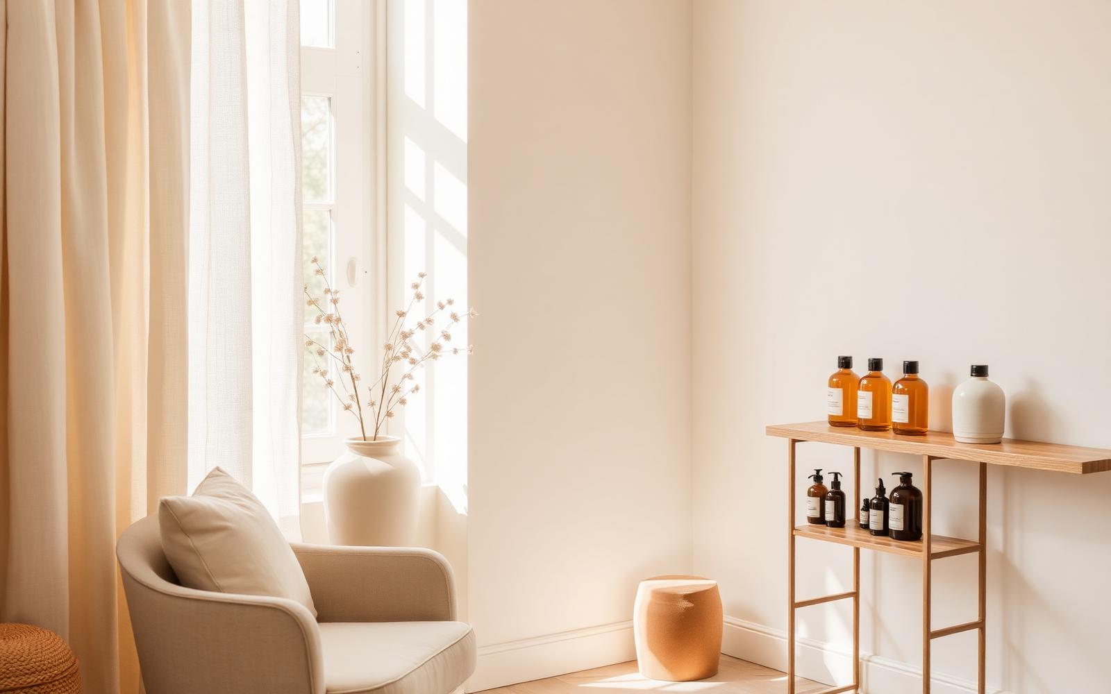 The Dapto clinic — warm minimal interior with apothecary shelf